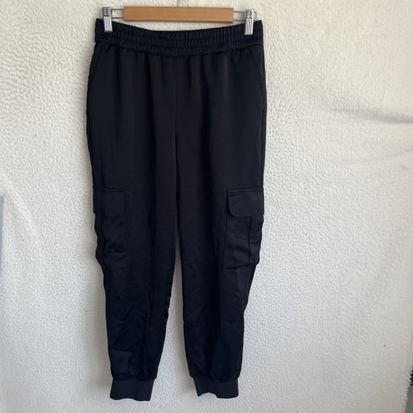 banana republic‎ pants Small Black Satin Pull On - Picture 1 of 9
